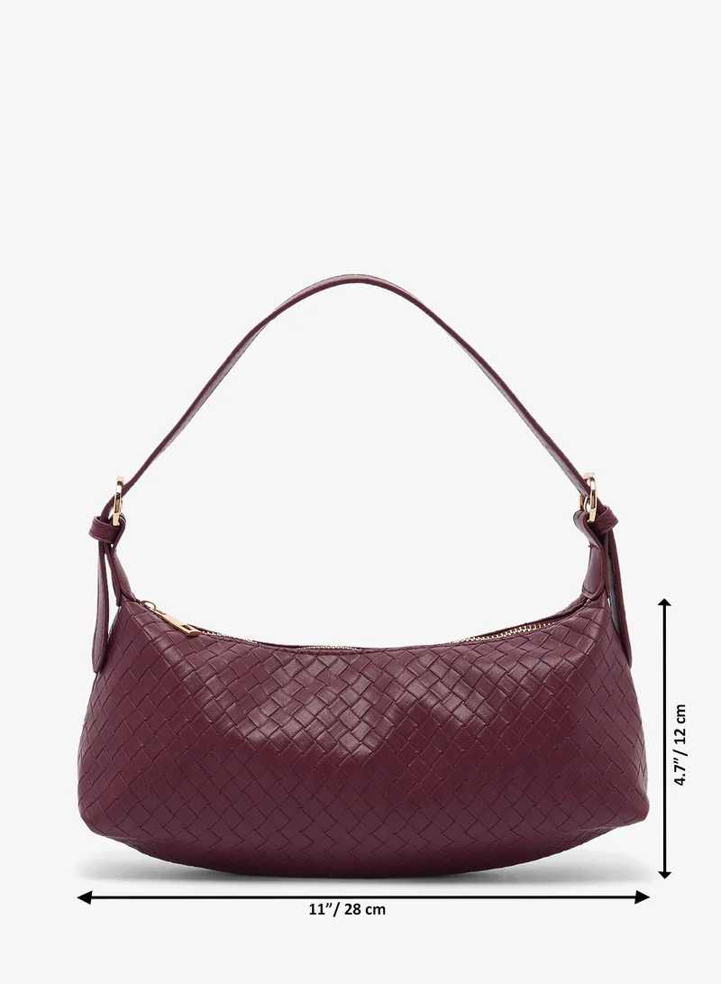 GLAMOROUS MULBERRY WINE Burgundy Woven Slouch Shoulder Bag for Women | Best Price UAE